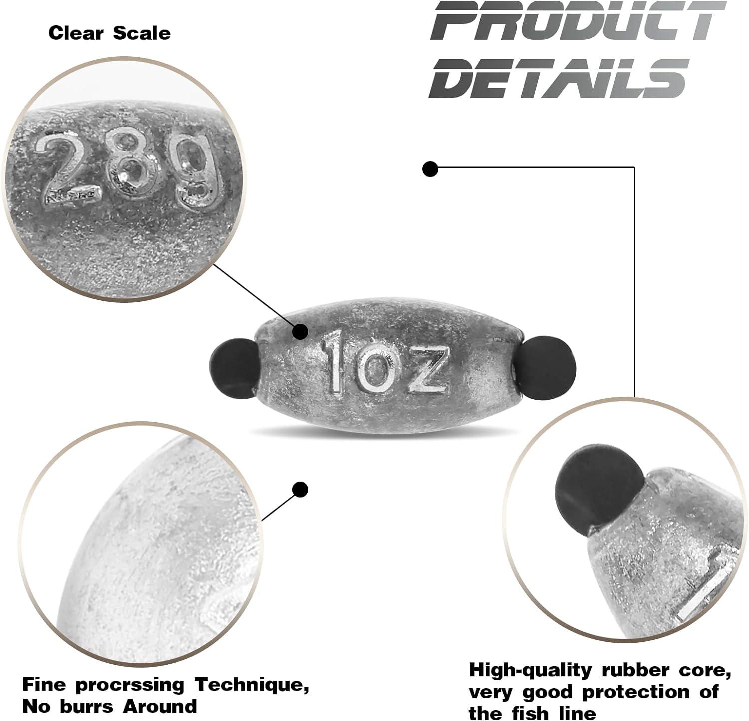 20 Pack Removable Rubber Core Weights Twist-Lock Sinker Size 1/16 1/8 3/16  1/4 3/8 1/2 3/4 1OZ 3/8oz(20 Pcs)