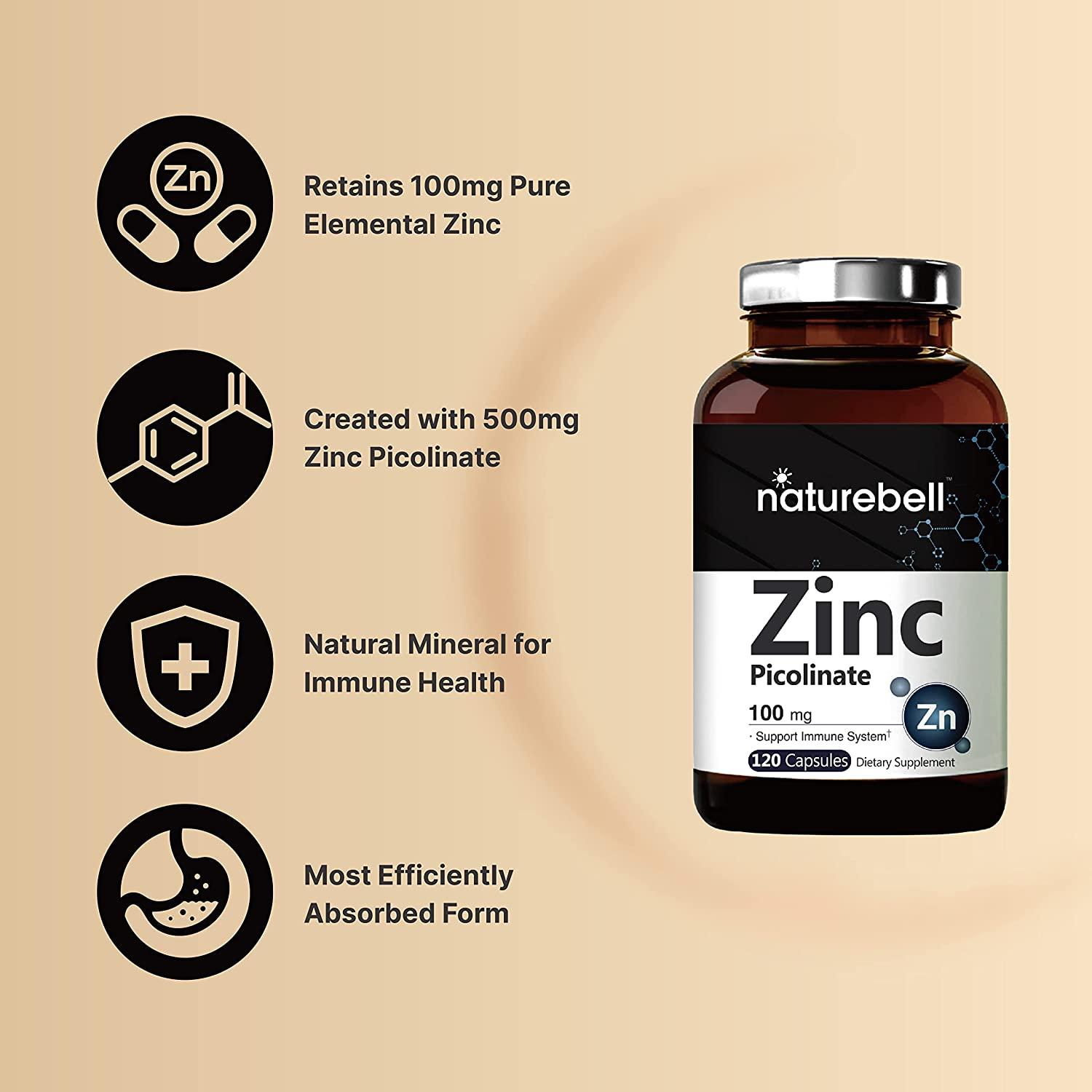 Double Strength Zinc Picolinate Supplement 100mg, 120 Capsules