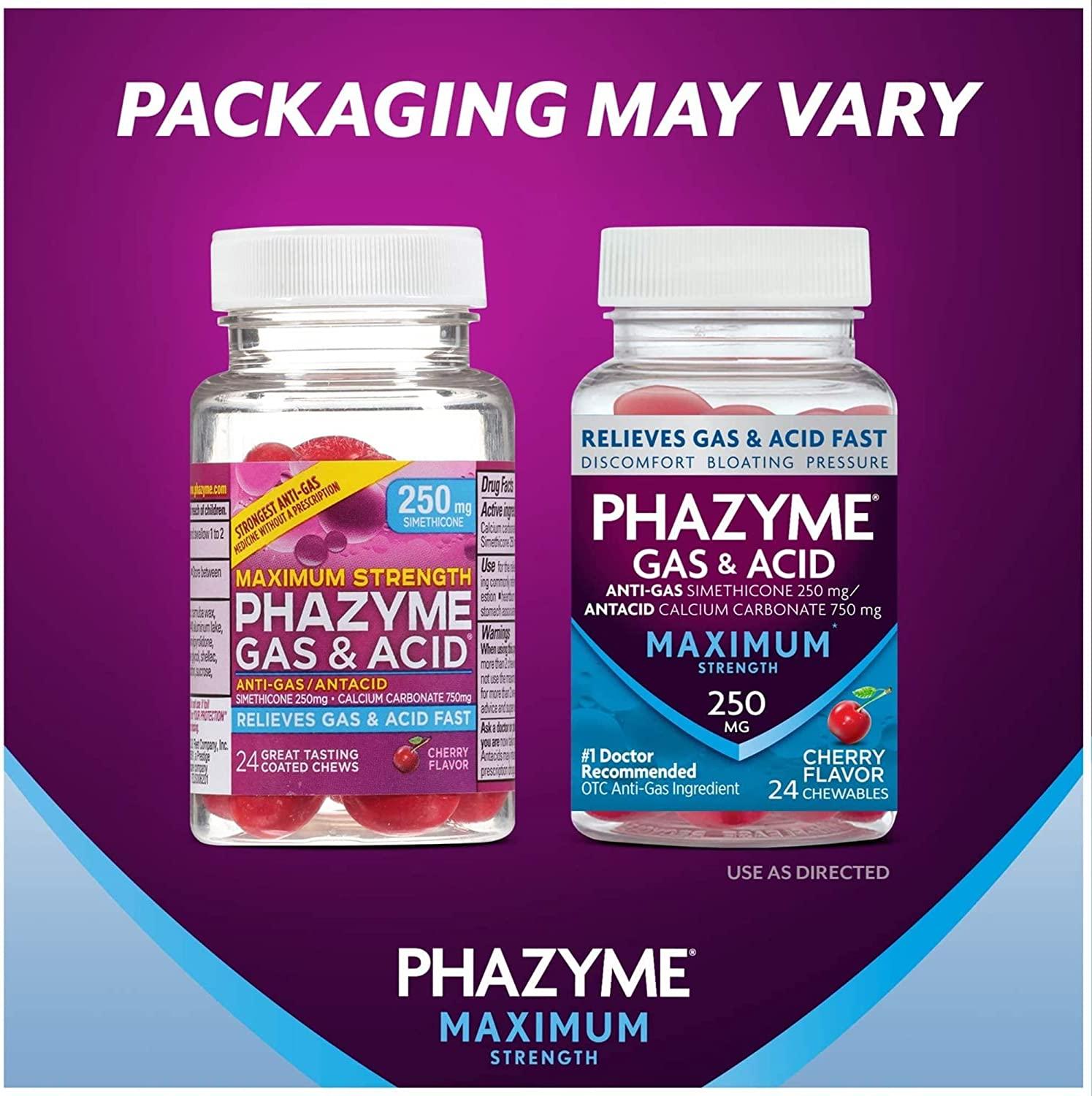 Phazyme Maximum Strength Gas & Acid Relief, Works Fast, Cherry Flavor