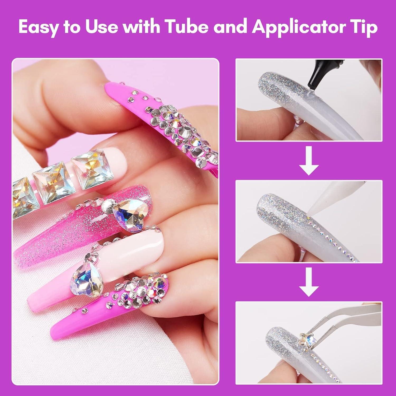 Makartt Nail Rhinestone Glue Gel, Upgrade Gel Gem Nail Glue with Brush &  Pen Tip Super Strong Adhesive Precise for Nail Charms