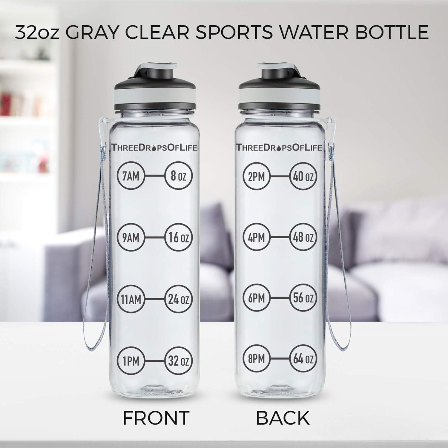 16oz Drinking Water Bottle with Time Marker to Ensure You Drink