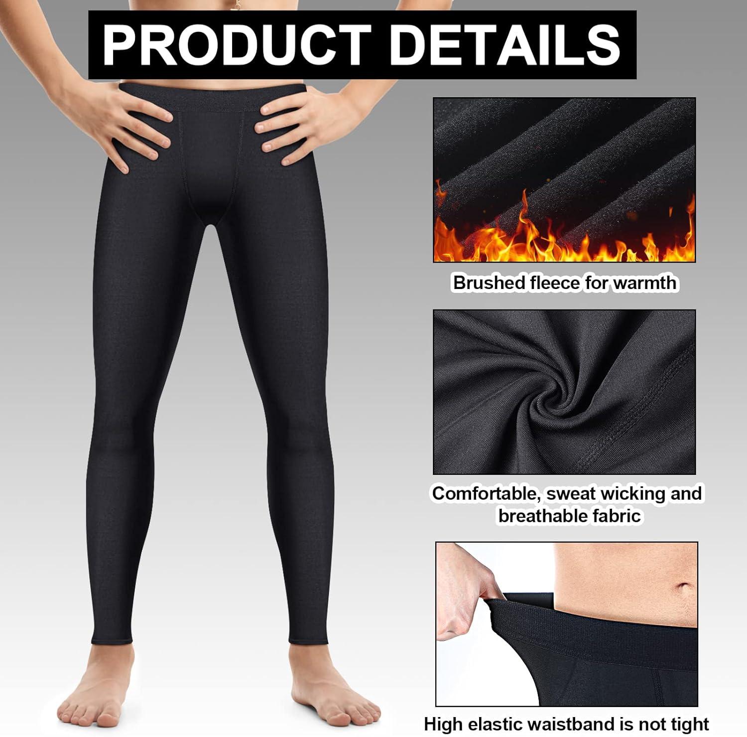 Haysandy Thermal Boys' Compression Winter Warm Leggings 2 Pack Tights  Athletic Pants Basketball Compression Pants Boys Basketball Leggings Black  White
