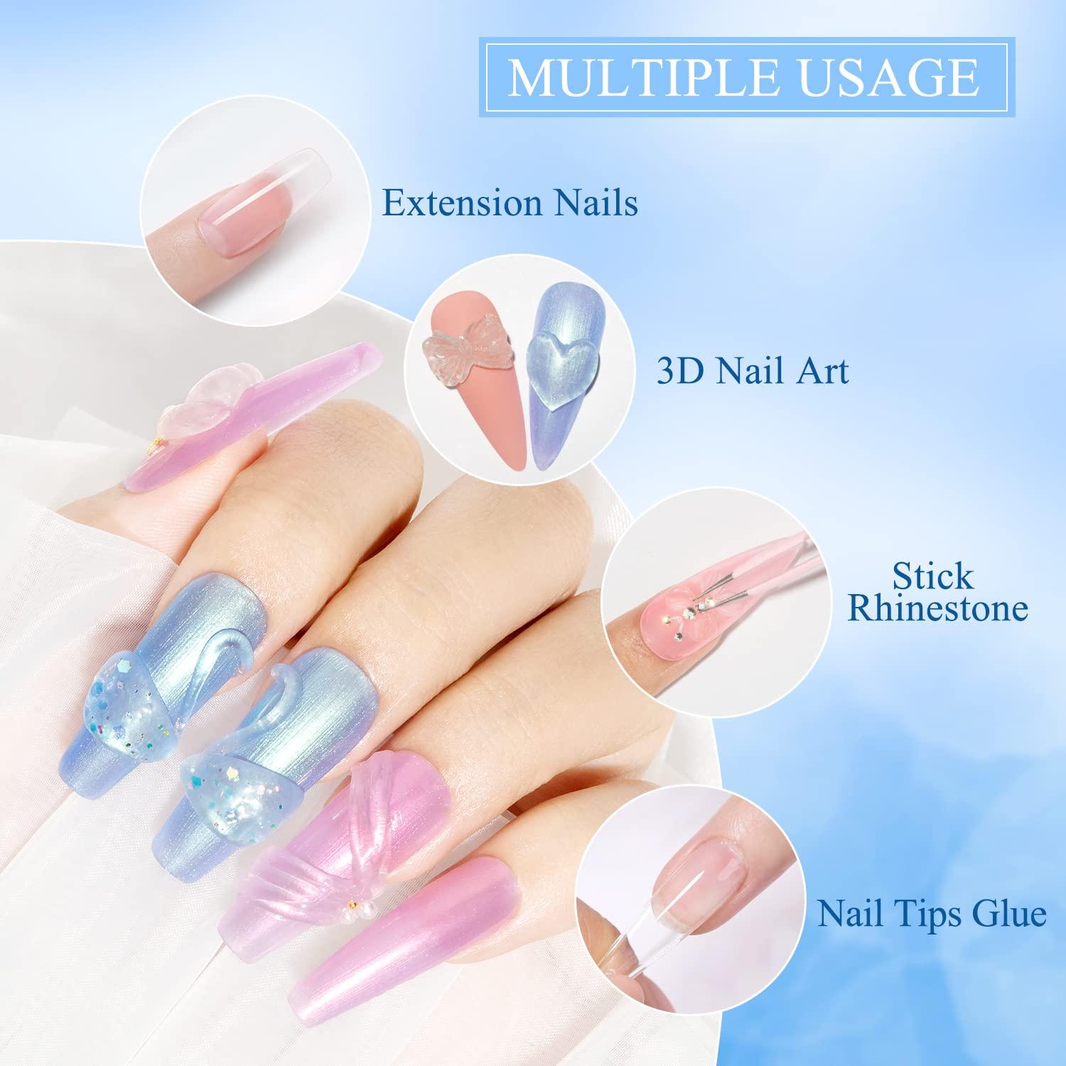 Buy Bellezza NailArt Kit 3D nail cute accesories Set of 2 bear and bow  decoration resin ribbon design with Nail glue UV light cured (2 set of  nailart 1 resin glue) Online