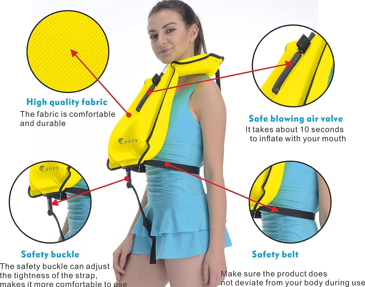 Adjustable Adult Snorkel Vest for Water Sports Safety SOLY Inflatable