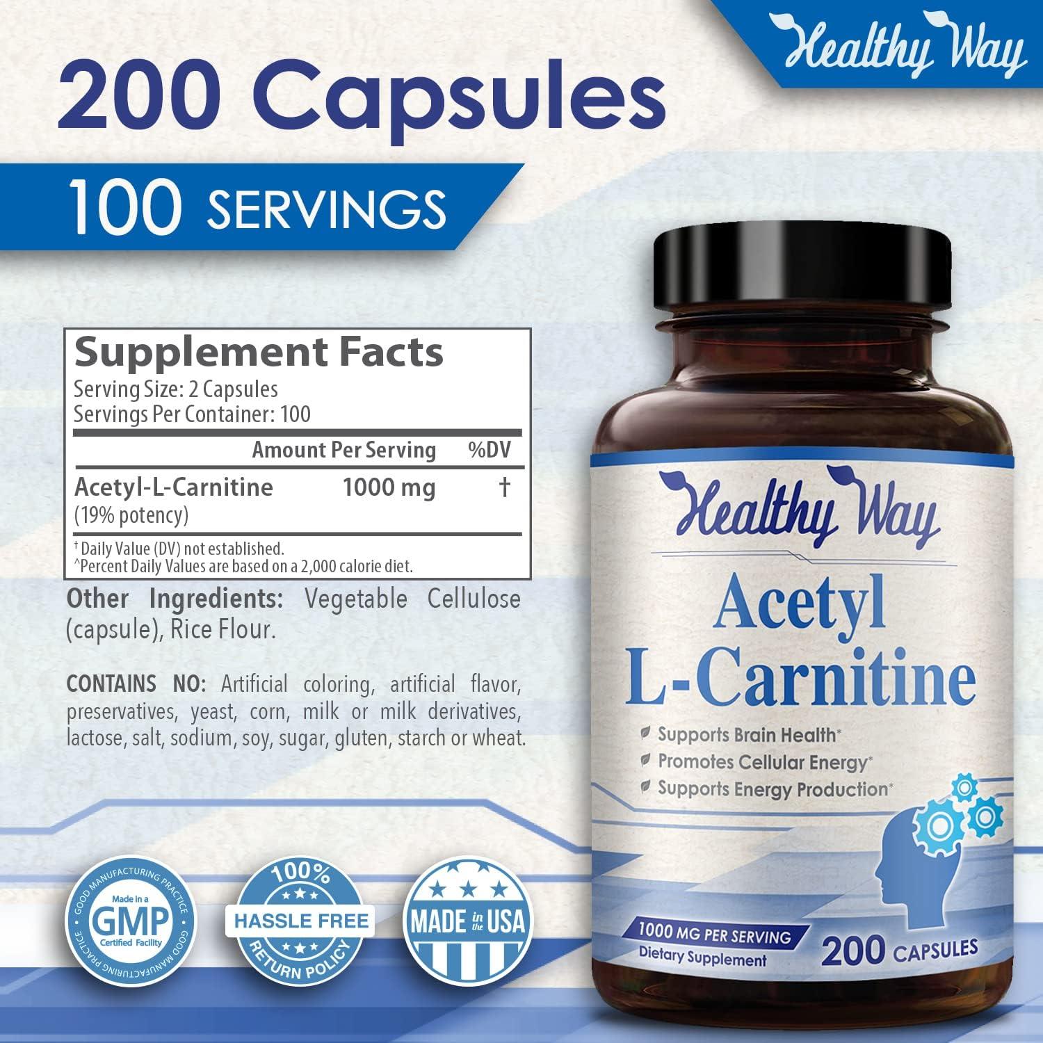 DW Acetyl L-Carnitine Capsules - 120 Caps, 1000mg Per Serving, High  Strength, Non-GMO & Gluten Free, Made In UK Acetyl L-Carnitine Capsules  High Strength 1000mg Non-GMO