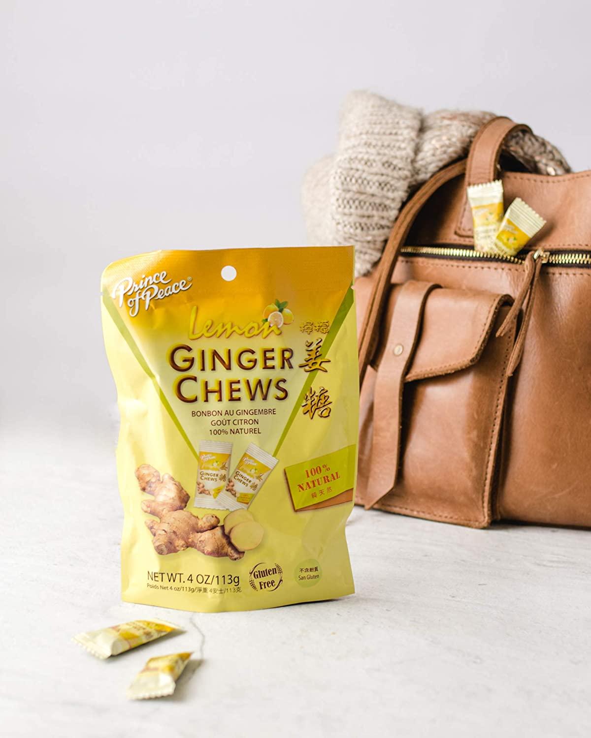 Prince of Peace Ginger Chews With Lemon, 4 oz. Candied Ginger Lemon Candy Lemon Ginger