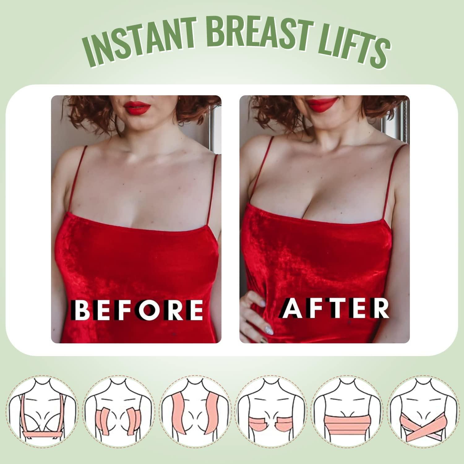Boob Tape, Boobytape for Breast Lift with 2 Reusable Silicone