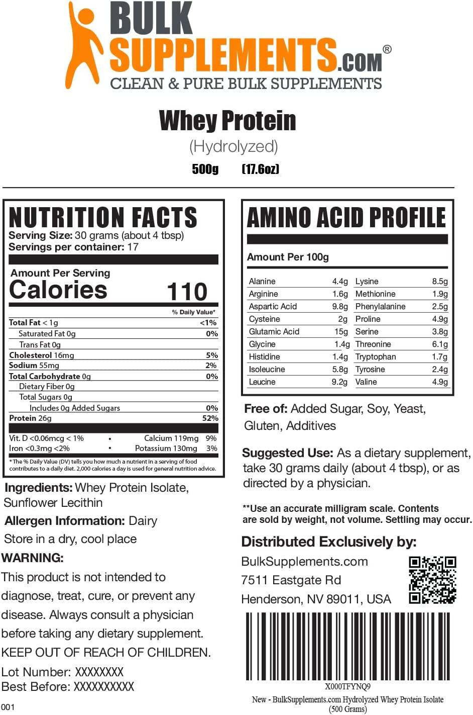 Hydrolyzed Whey Protein Isolate Unflavored Plain Protein Powder