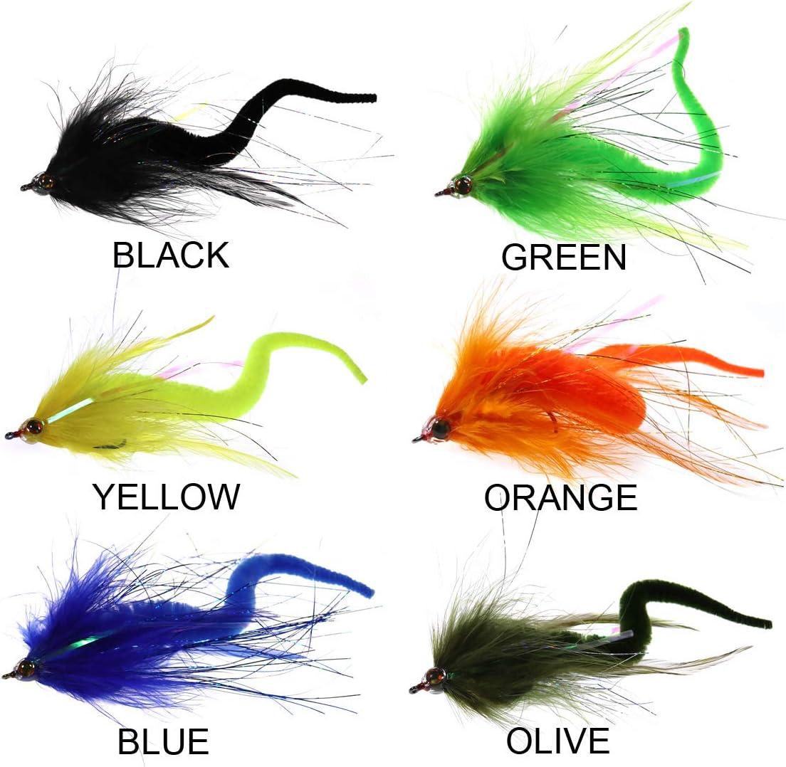 Aneew Dragontail Flies Woolly Bugger Fly Fishing Lures Assortment Kit  Streamer Trout Baits B-6pcs