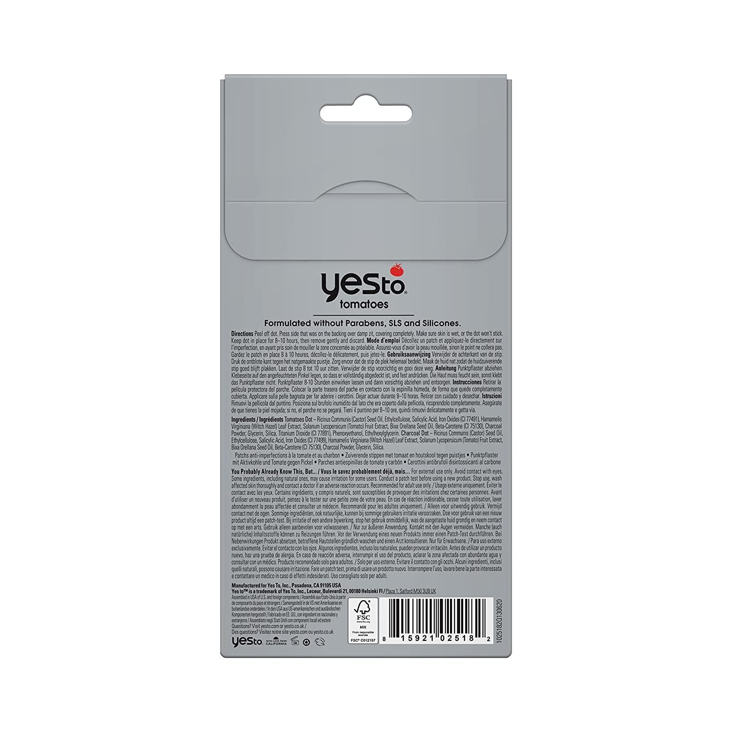 Yes To Tomatoes Detoxifying Charcoal Zit Zapping Dots, Red, 24 Count