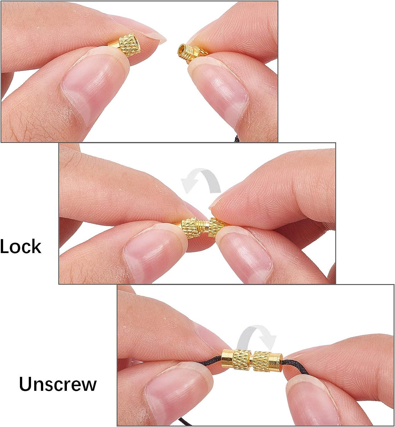 100 Piece Brass Screw Clasps For Jewelry Making - 12mm Cord End Caps With 1mm Hole