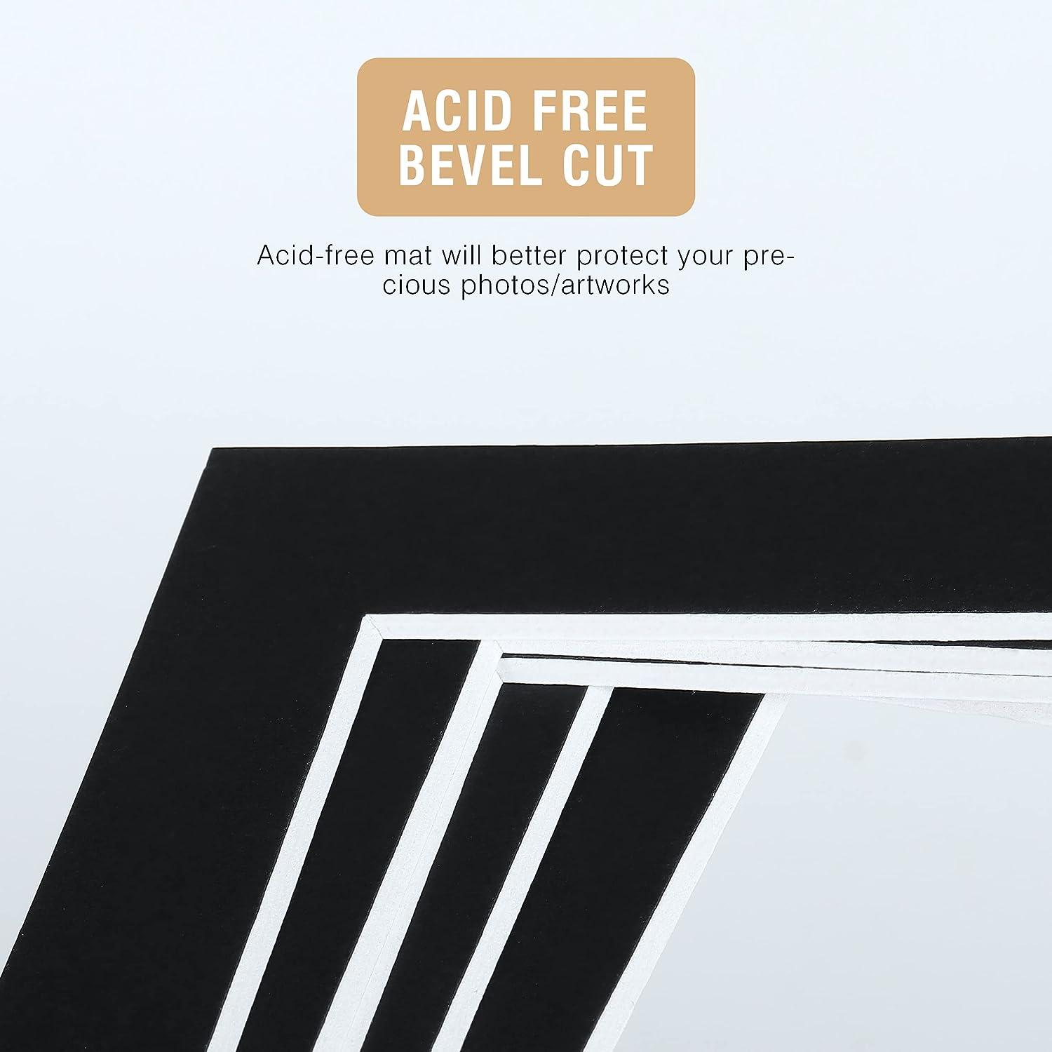 Falling in Art 50 Pack White Acid Free Pre Cut Mats - 11x14 Picture Frame  Mats for 8x10 Photos with White Core Bevel Cut Matting for Prints, Artwork