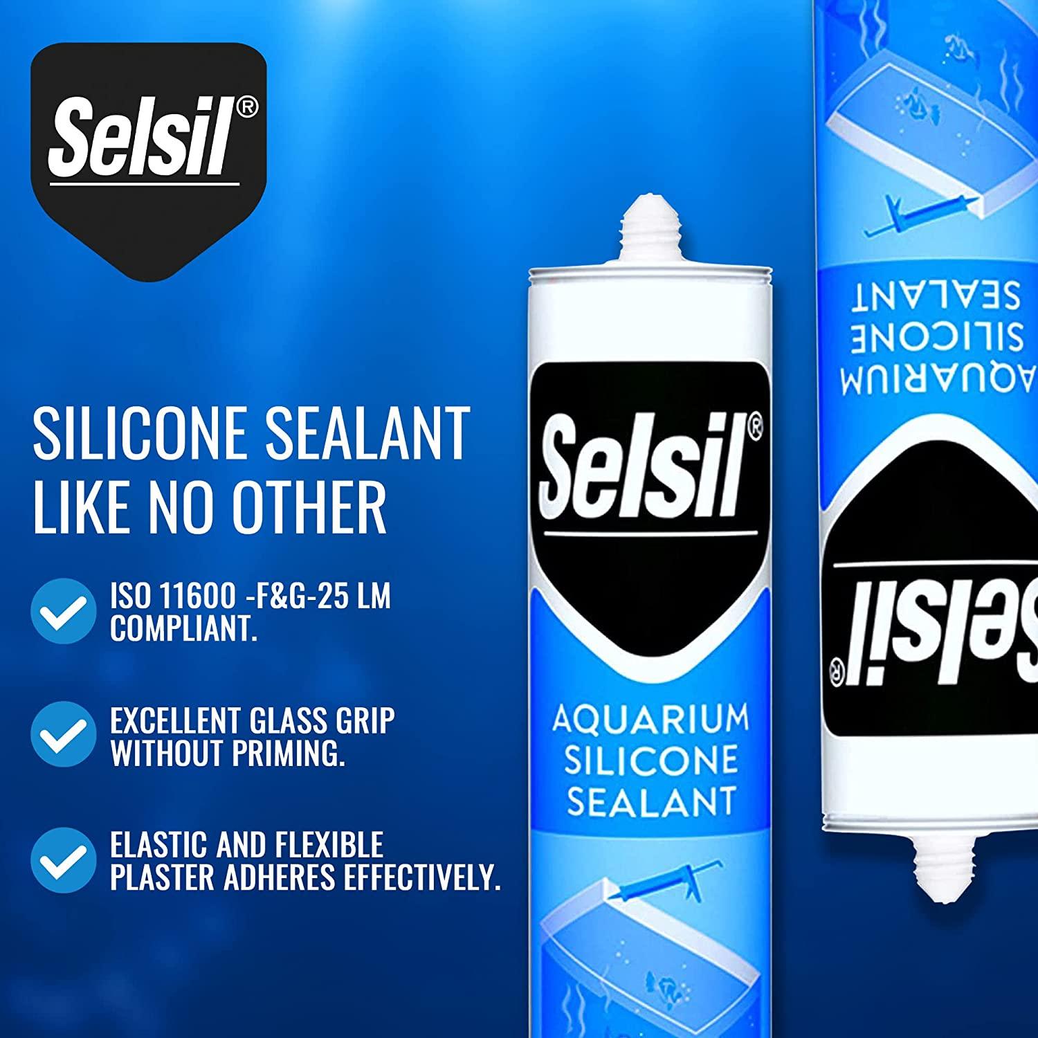 SELSIL Aquarium Silicone Clear Sealant High Elasticity, Safe for Fish