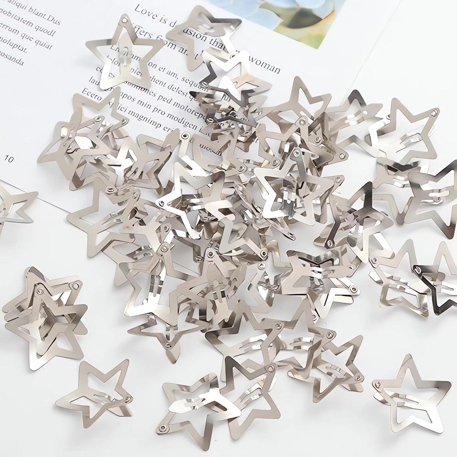 thumbnail image 2 of 20 PCS Star Snap Hair Clips Silver Y2K 2000s Hair Accessories Non Slip Clips For Girls Women Hair Clip (1.22IN -Purple- 20 PCs 2 of 10