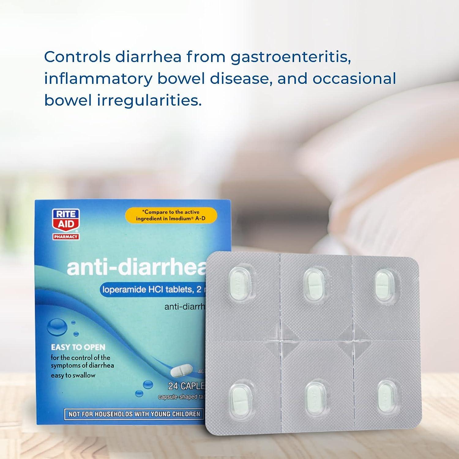 Rite Aid AntiDiarrheal Caplets 24 Count 2 mg Loperamide Control