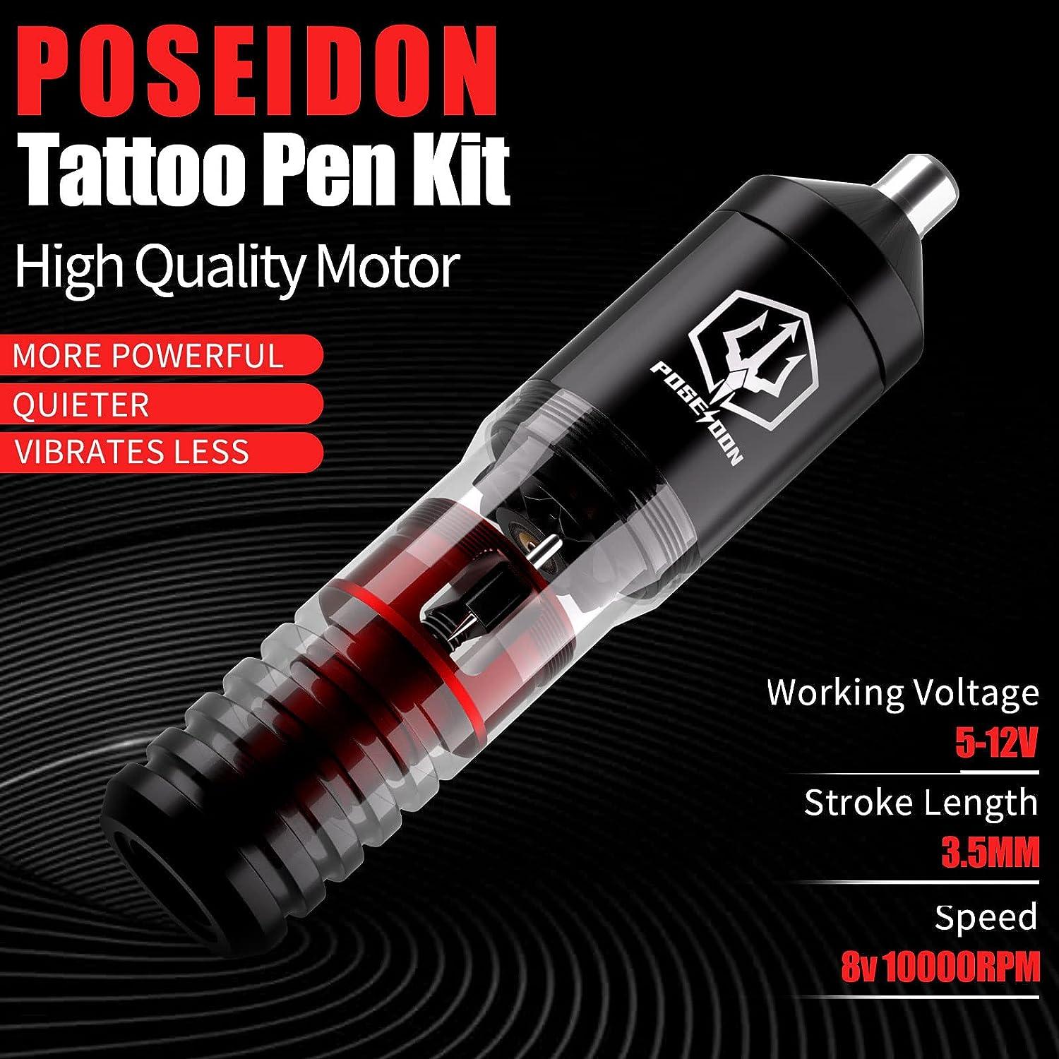 Tattoo Pen Kit - POSEIDON Wireless Tattoo Machine Kit, Tattoo Gun Kit with  Tattoo Power Supply and 40 Pcs Tattoo Cartridge Needles, Complete Tattoo  Kit Tattoo Supplies for Beginners(TK018)