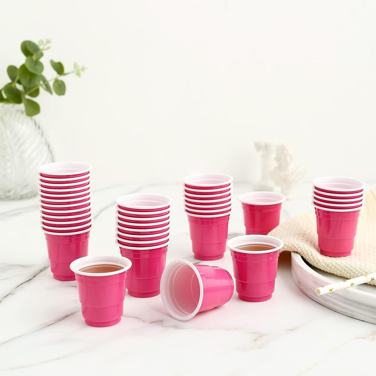 Pink Plastic Shot Cups, 100ct 2oz, Bachelorette Party, Birthday Cups