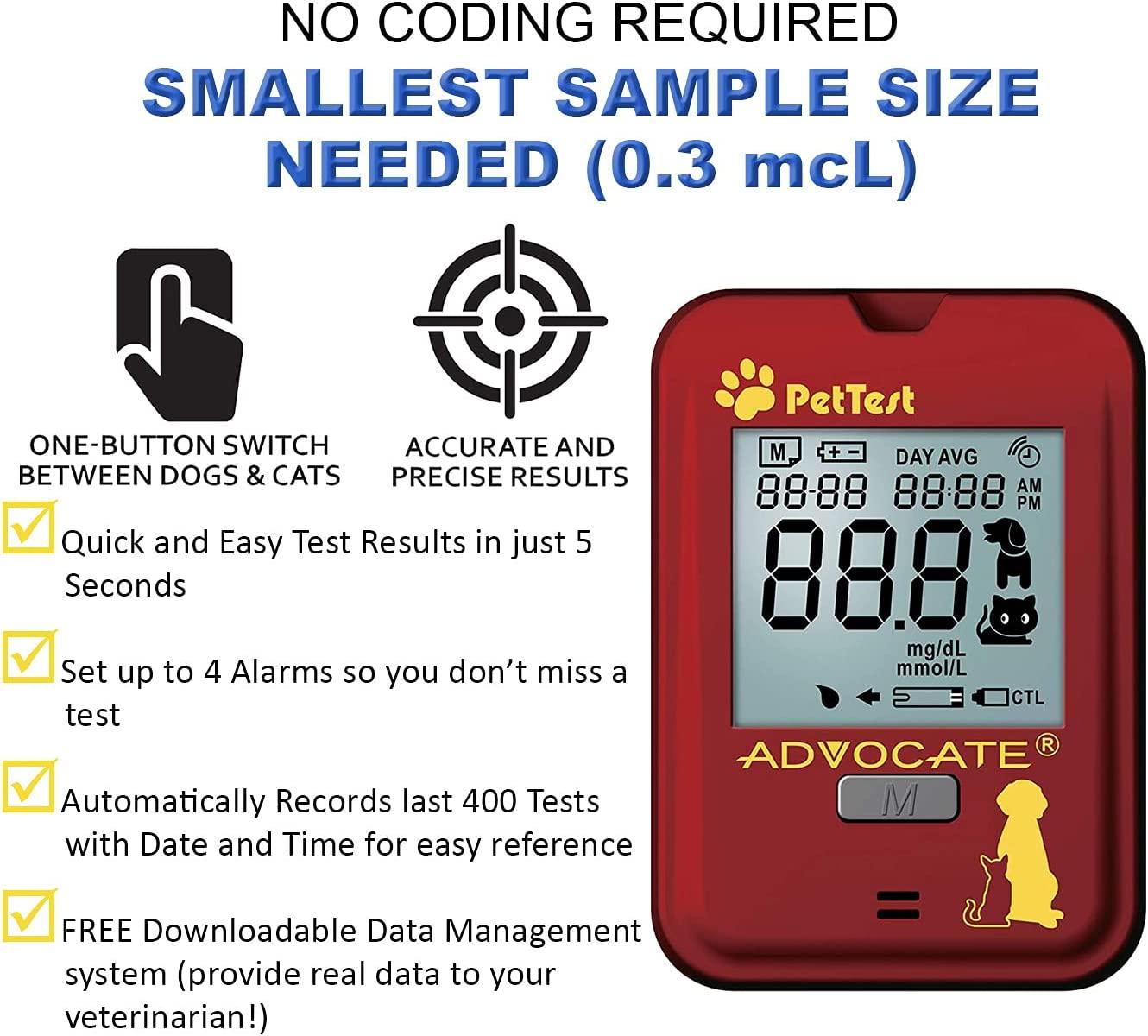 PetTest Diabetes Blood Glucose Tests Strips for Dogs and Cats for use