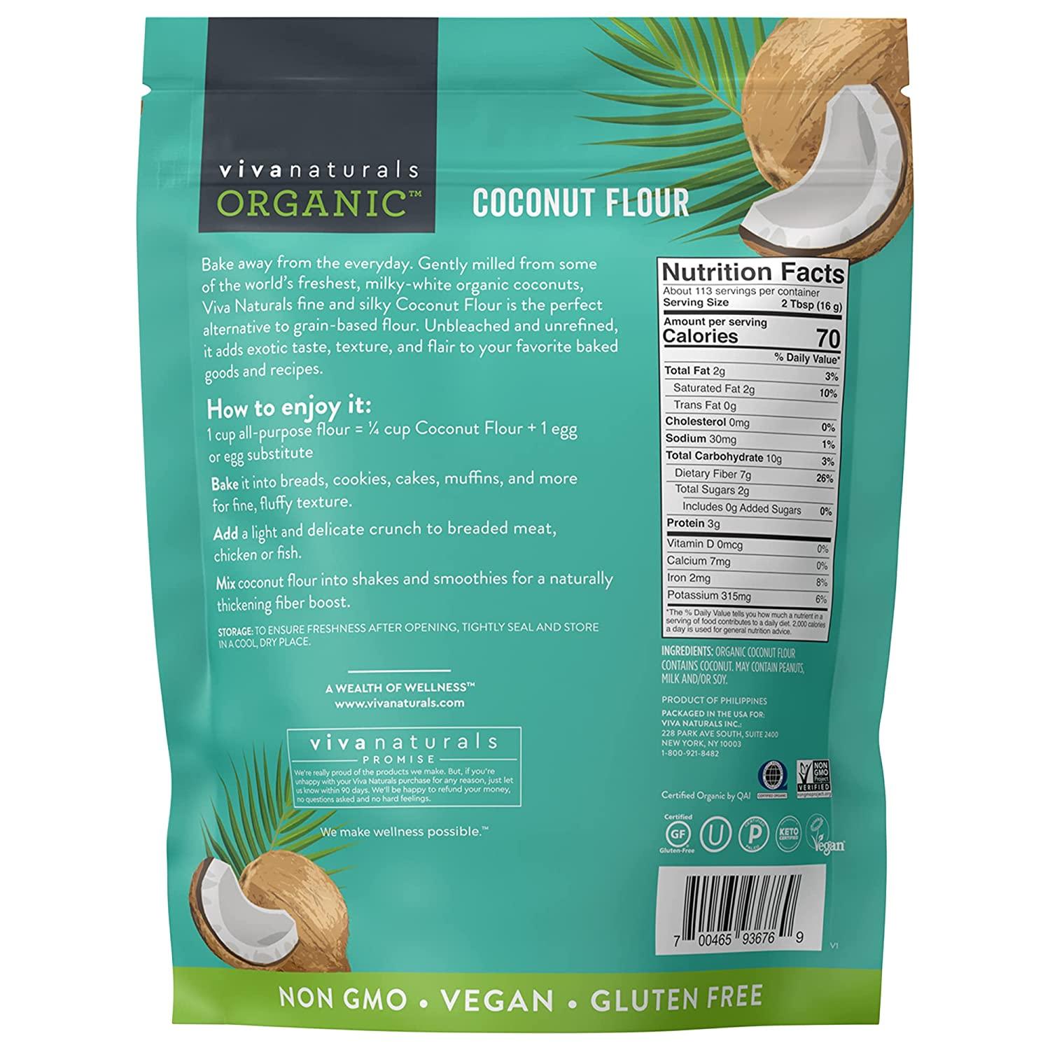 Organic Coconut Flour (4 lbs) Gluten Free Flour Substitute for Keto