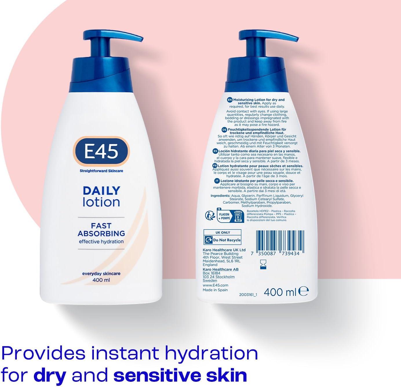 E45 Daily Skin Lotion 400 ml E45 Lotion for Very Dry Skin Non