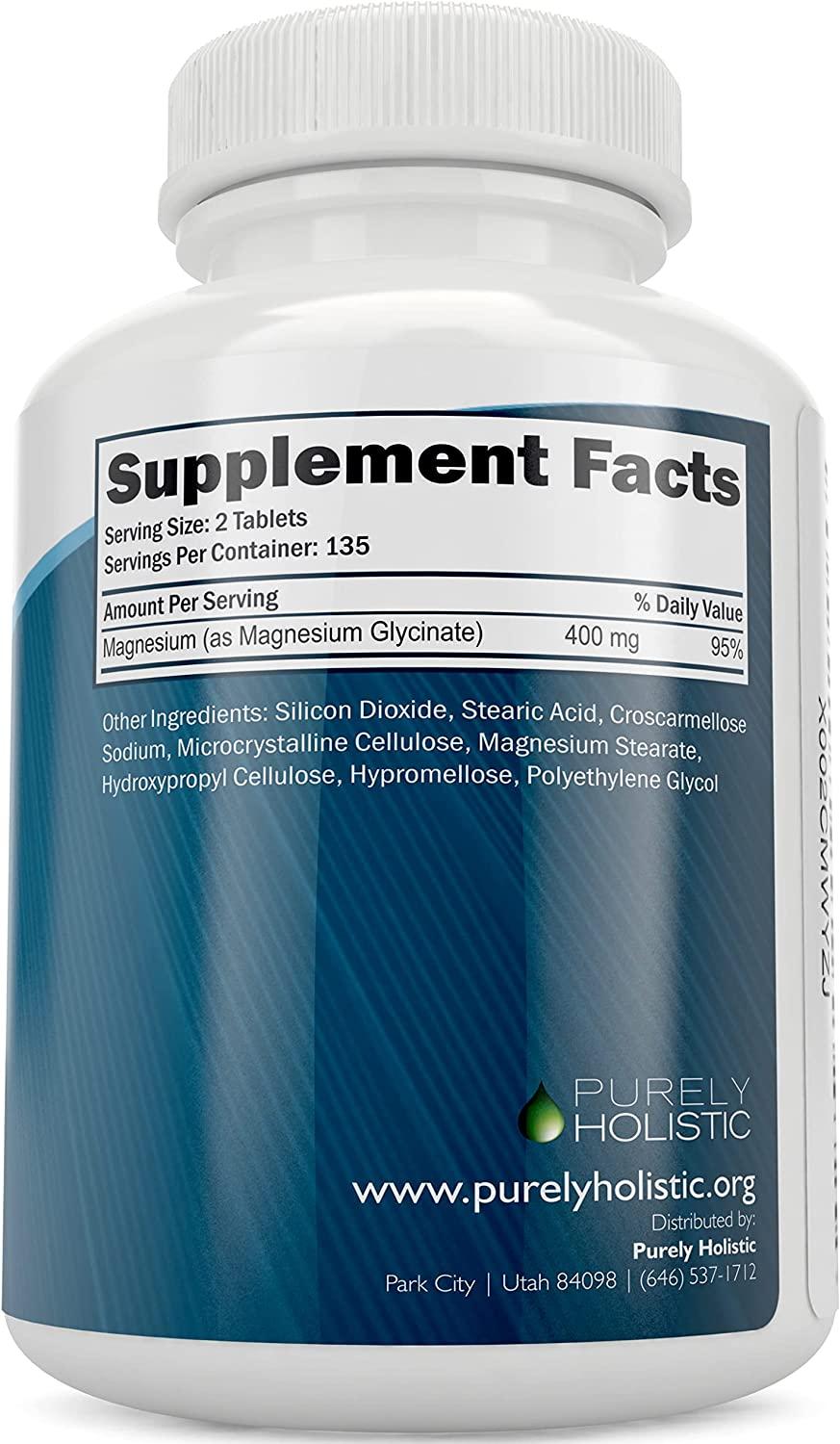 Magnesium Glycinate 400mg Tablets 270 Count, Highly Bioavailable