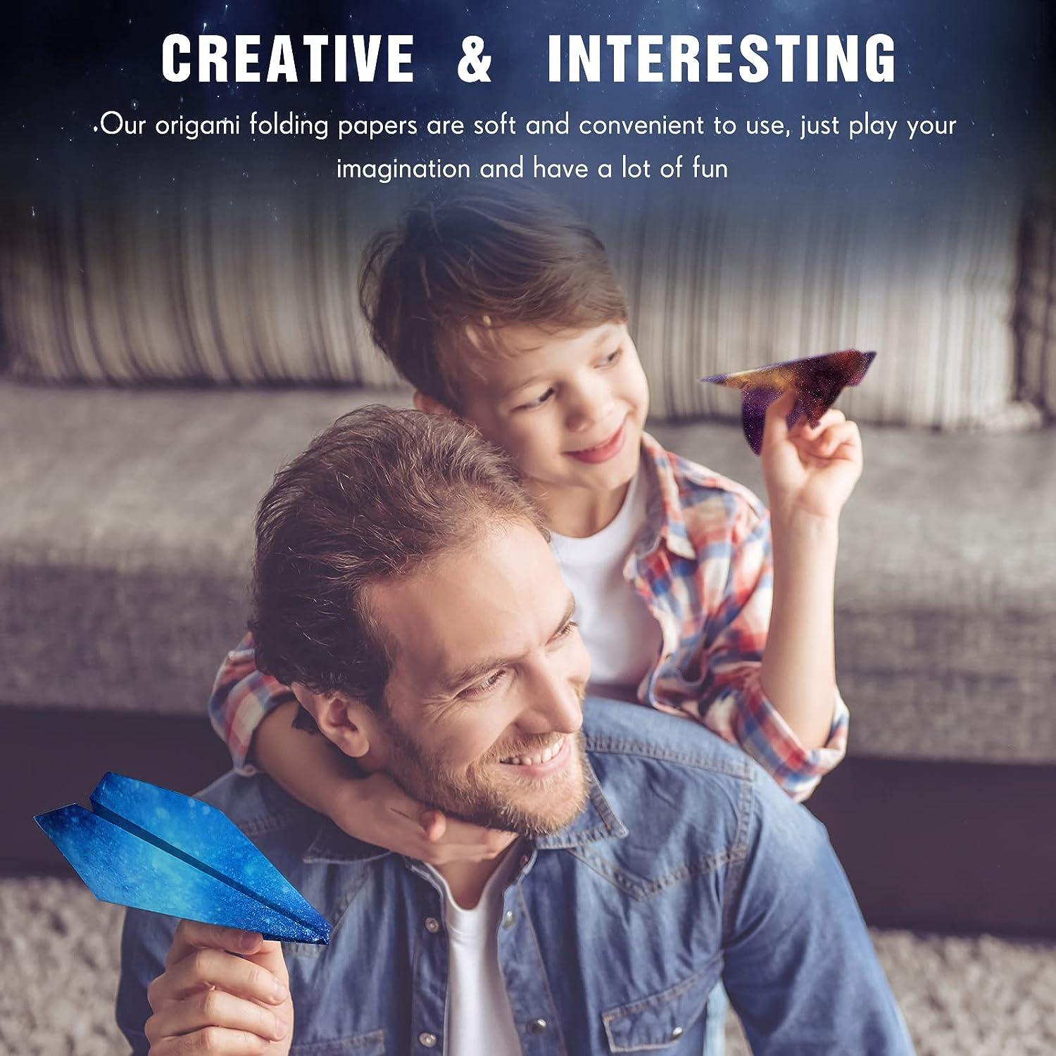 กระดาษสมุดภาพลายท้องฟ้าสีรุ้งและกาแล็กซี ขนาด 6x6 นิ้ว - 24 แผ่น กระดาษงานฝีมือสีสันสดใสพิมพ์ด้านเดียว