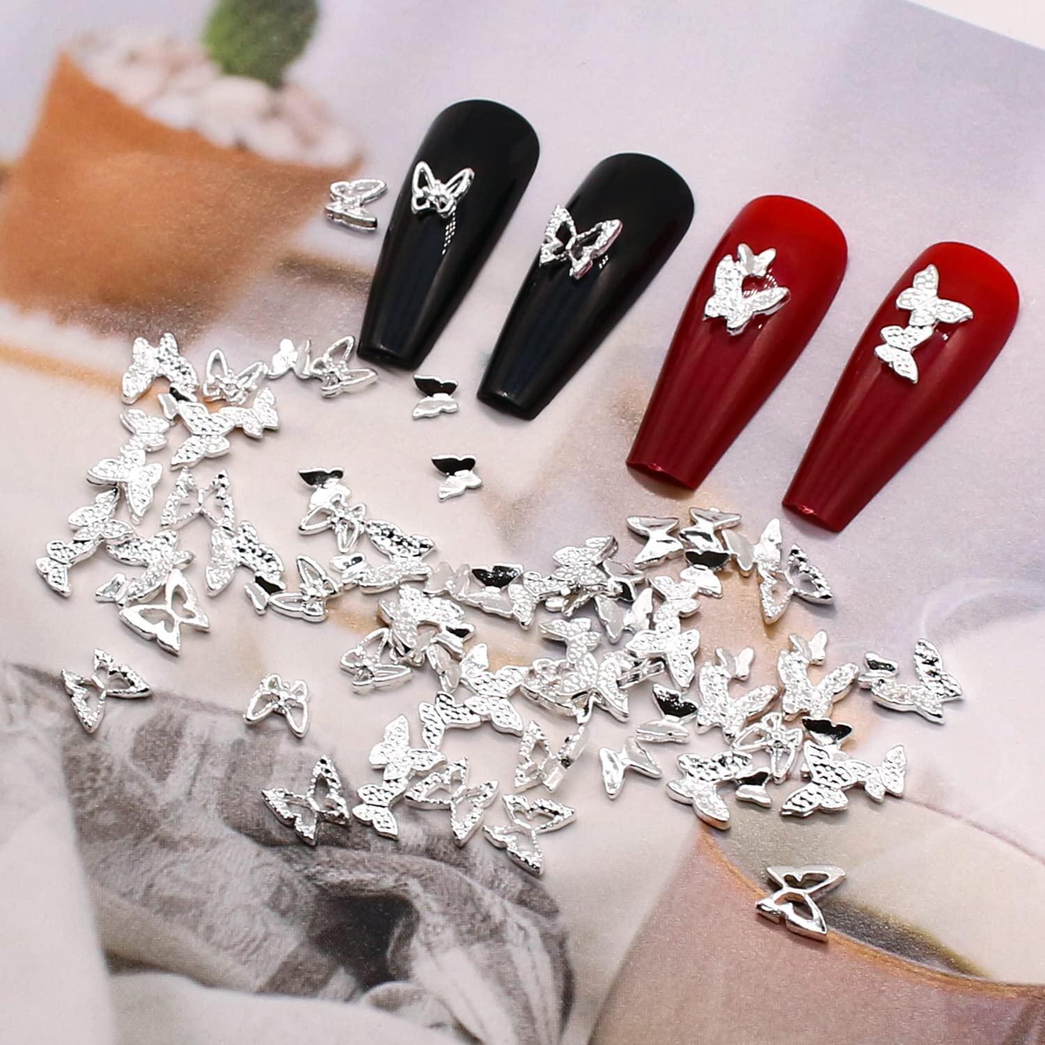  WOKOTO 20 Pcs Dangle Nail Charms for Women Nail Art Jewelrys  Mix Designs Heart Butterfly Flower Gold and Silver Nail Charms for Acrylic  Nails Jewels Luxury Nail Rhinestones Decorations for Nails 