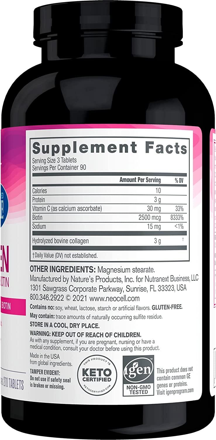 NeoCell Super Collagen + Vitamin C & Biotin 270 Tablets Hair, Skin