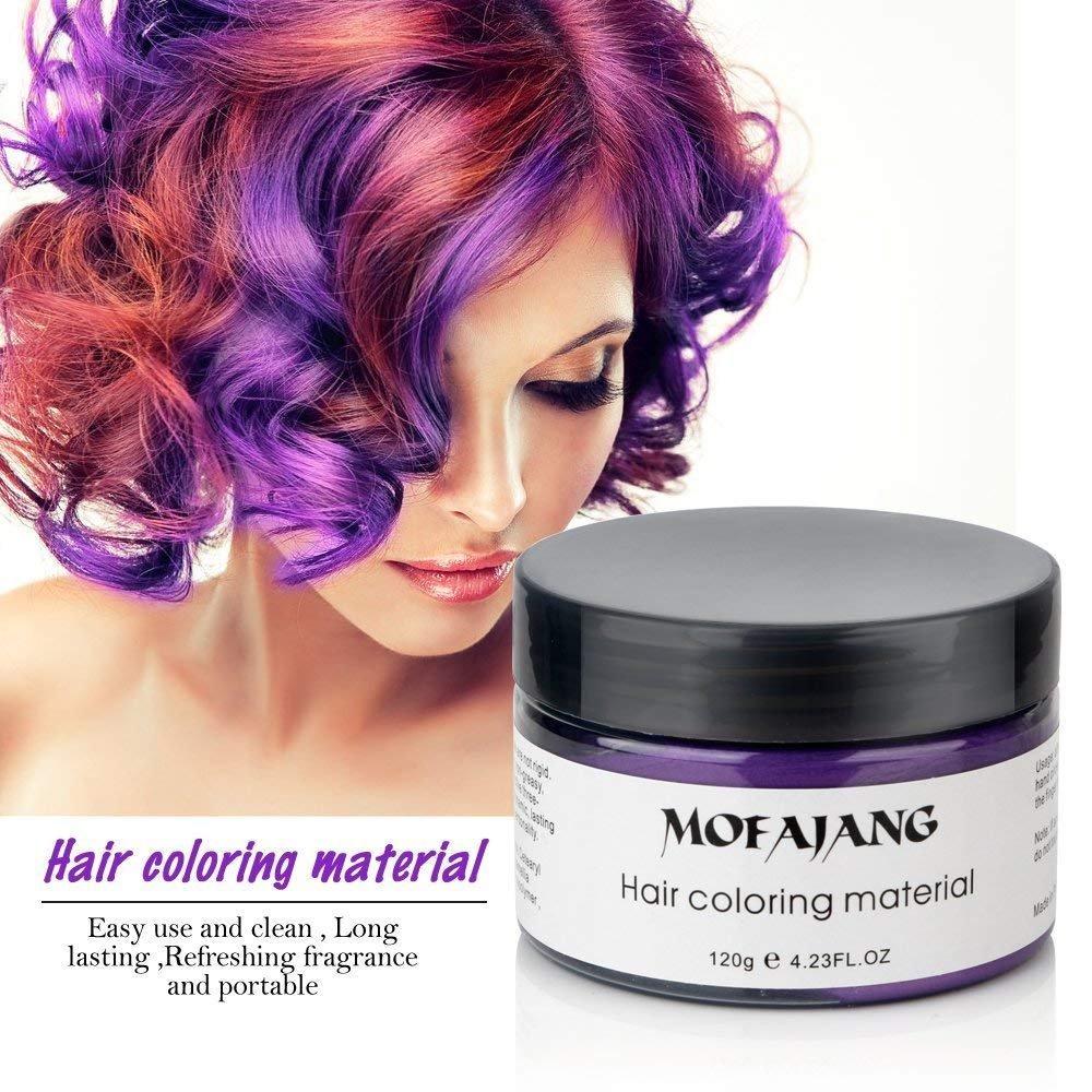 Mofajang Hair Wax Dye Styling Cream Mud, Natural Hairstyle Color Pomade,  Washable Temporary, Purple