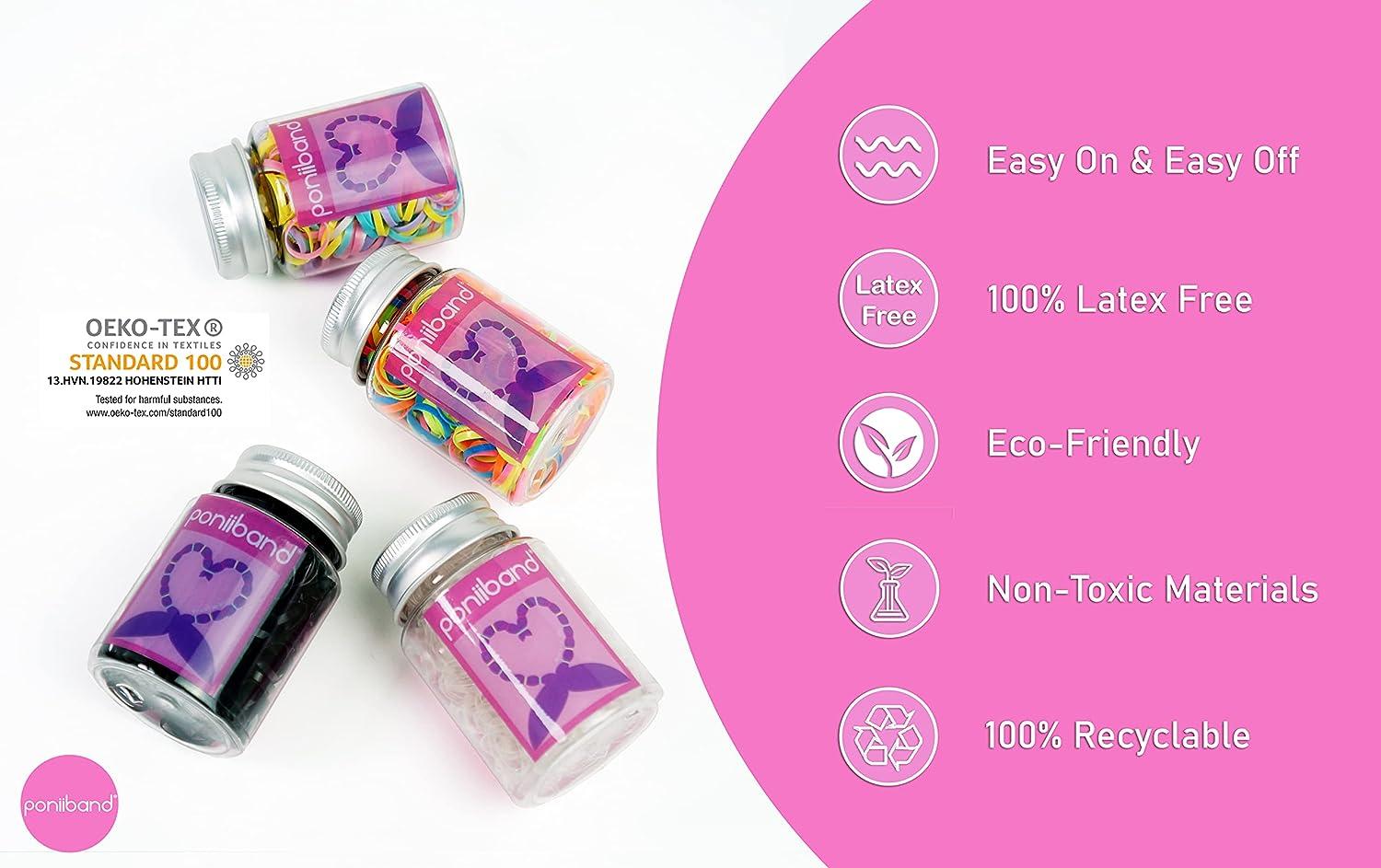 PONIIBAND Premium Hair Elastic Tie Bands LatexFree (20mm x 2mm x 0.4mm