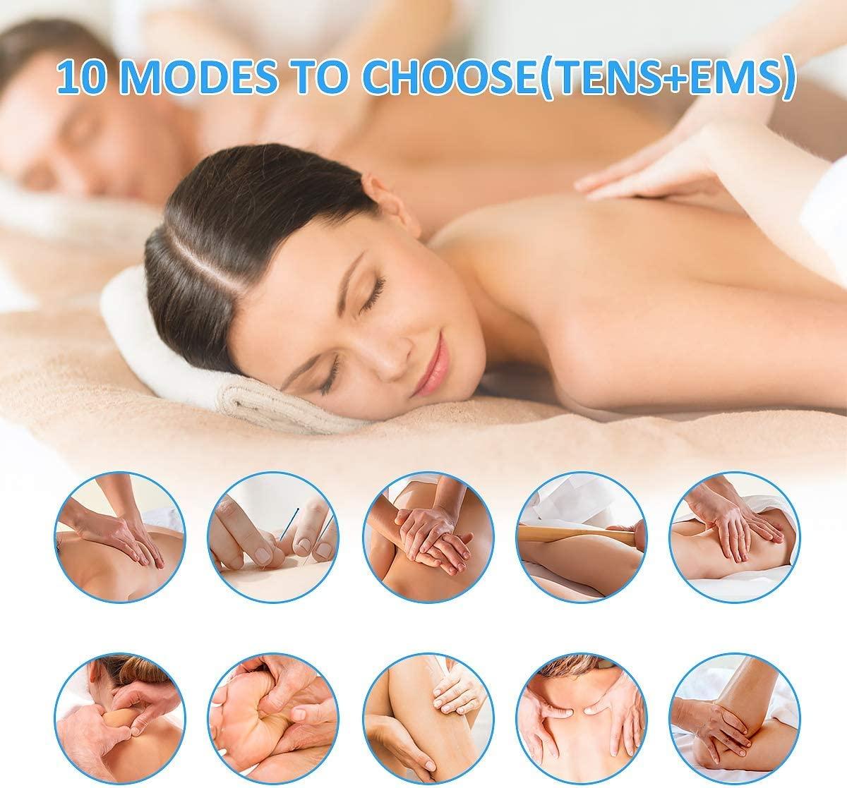 TENS Unit Machine (FSA or HSA Eligible) Dual Channel EMS Muscle Stimulator  with 25 Modes 50 Intensities for Full Body Massage Therapy, Rechargeable