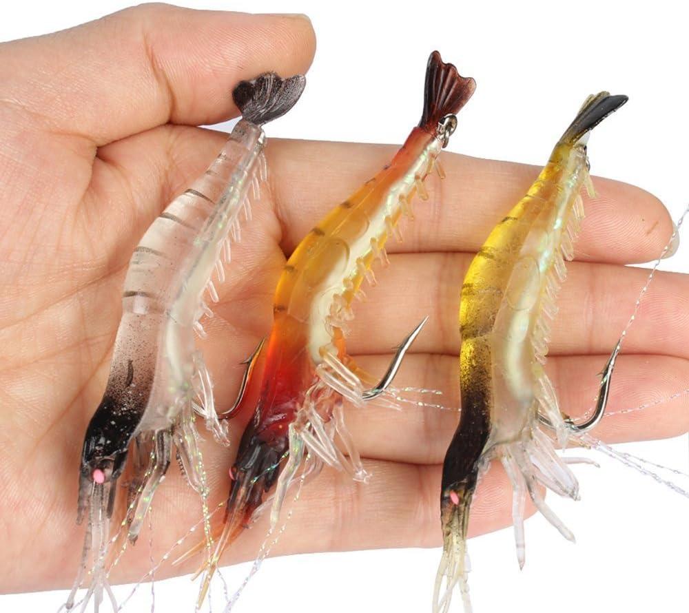 Goture Soft Shrimp Lures Fishing Saltwater Luminous Shrimp Bait Set Fishing  Lures with Sharp Hooks for Freshwater Saltwater Trout Bass Salmon Crappie  Walleye Pike Perch 3.54in/0.21oz 12Piece
