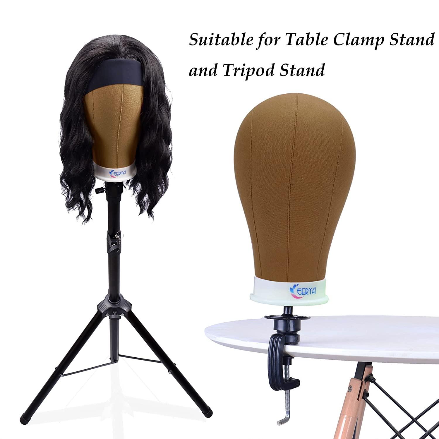 Canvas Wig Head Stand with Mannequin Head 23 inch Canvas Head for Wigs  Making Kit Supplies Cork Canvas Block Manikin Head for Wig Styling Wig  Holder Head (Wig S…