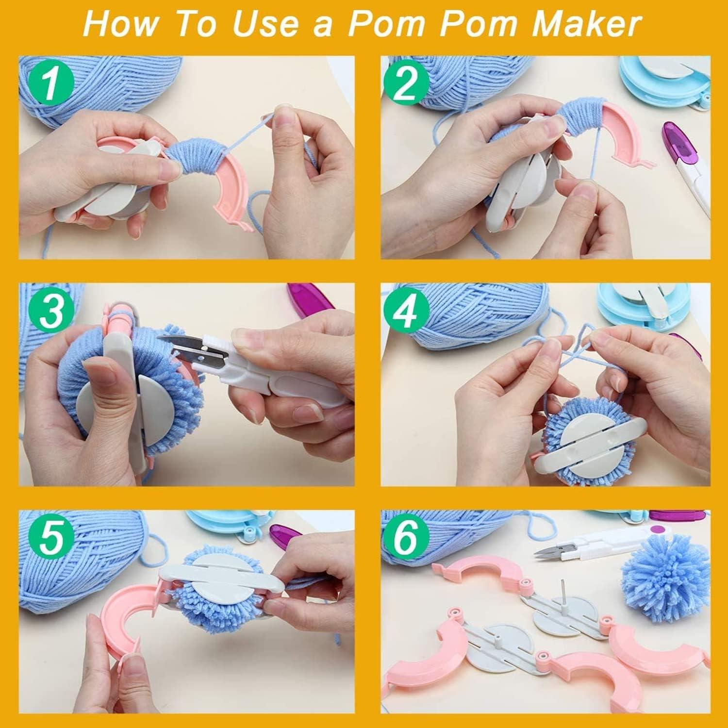 Hoedia 4 Size Pompom Makers Set Pom Pom Maker for Yarn,Fluff Ball