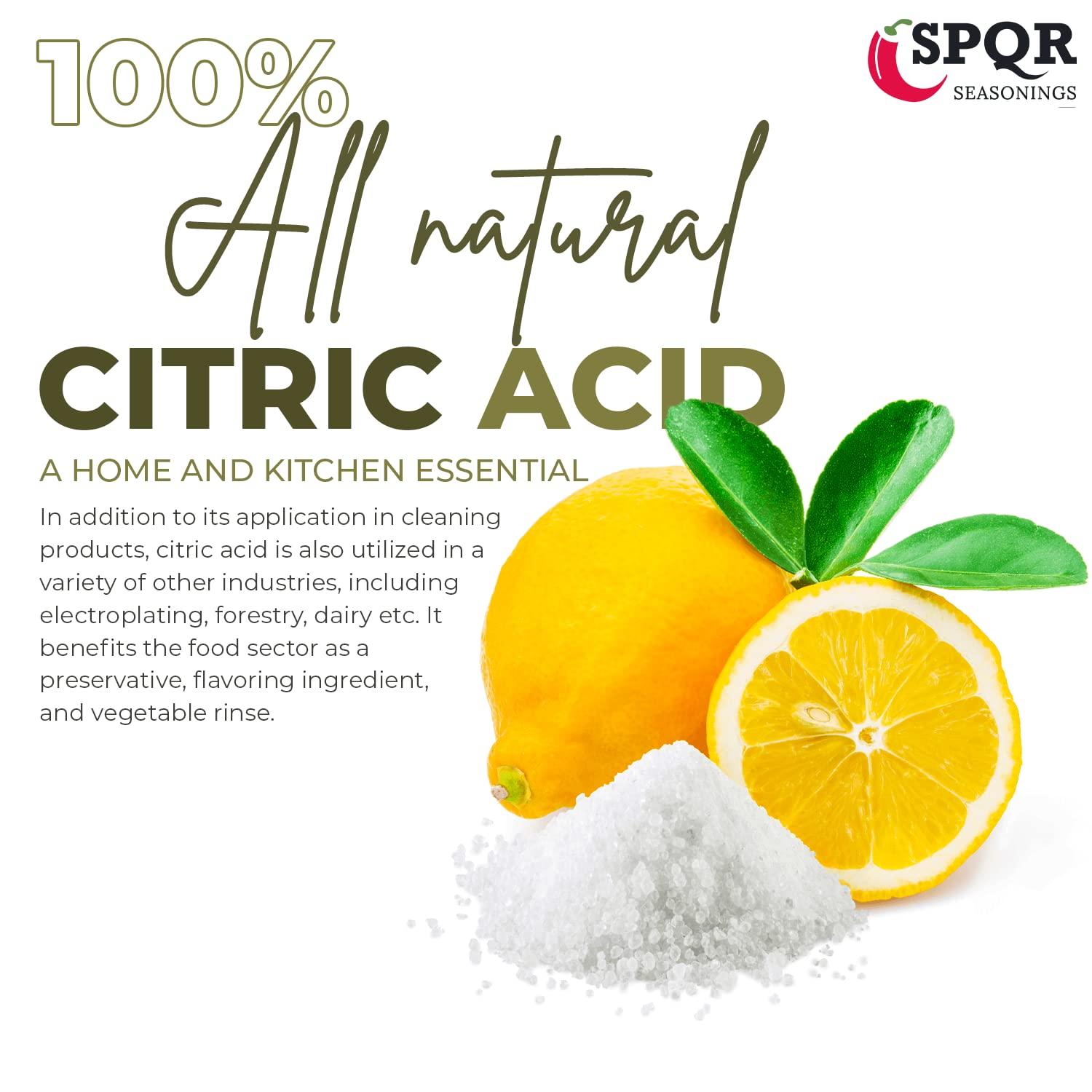 SPQR Seasonings Citric Acid 1 Pound Bottle Food-Grade Flavor Enhancer,  Household Cleaner & Natural Preservative for Cooking, Baking, Bath Bombs