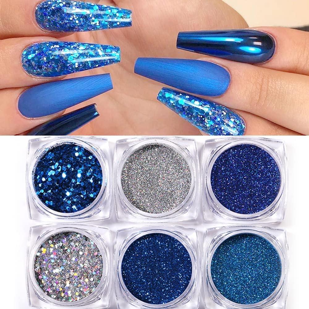 blue caviar glitter nail art naildesign
