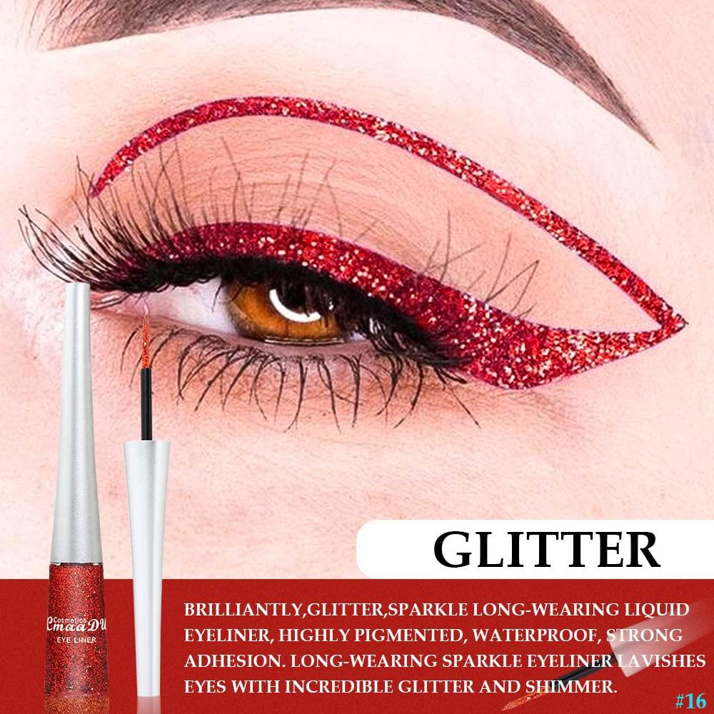 8 Colors Liquid Glitter Eyeliner Set Colorful White Silver Red Brown — evpct