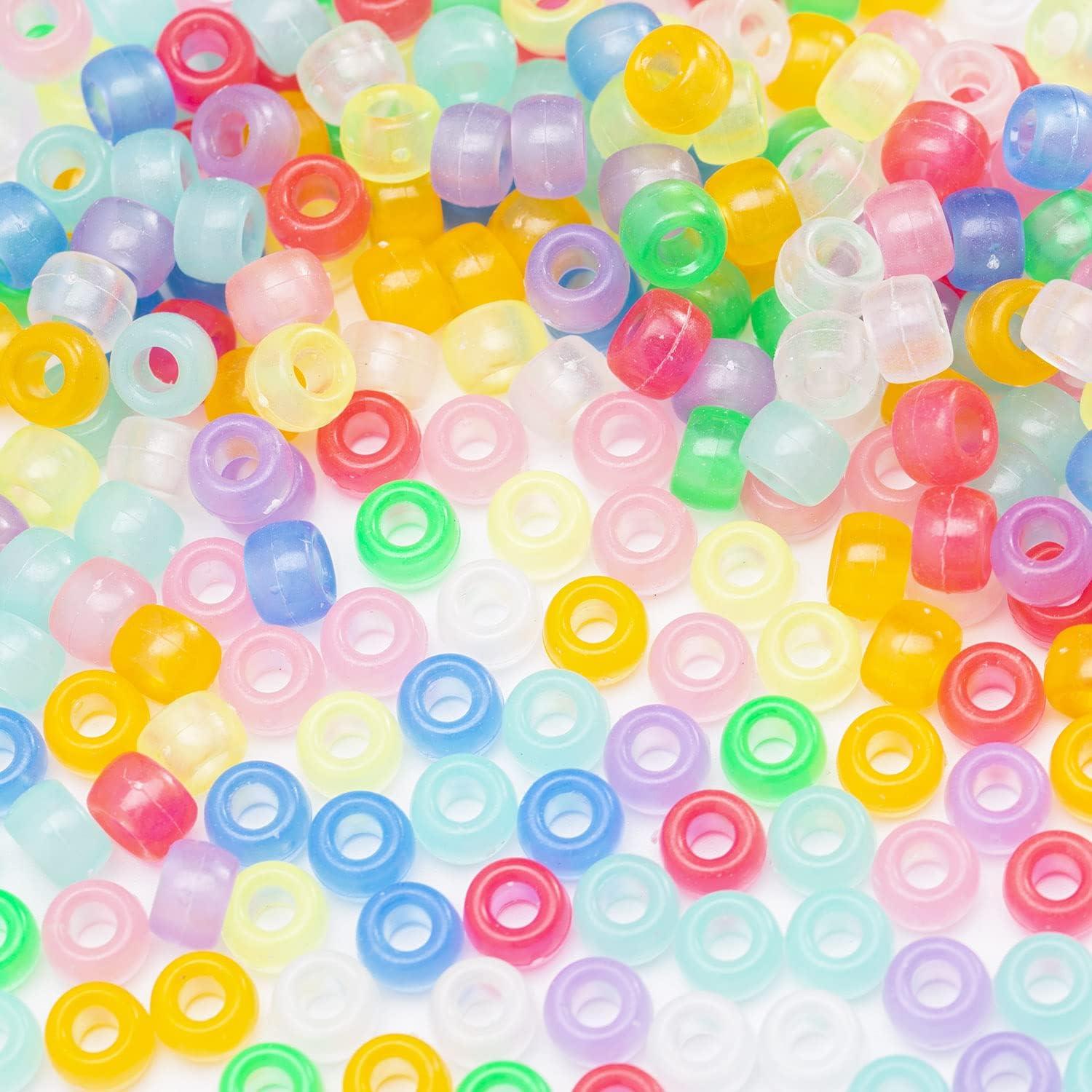 1000 Pcs Acrylic Pony Beads 6x9mm Pony Beads Bulk for Bracelets Making Plastic Beads Hair Beads for Braids