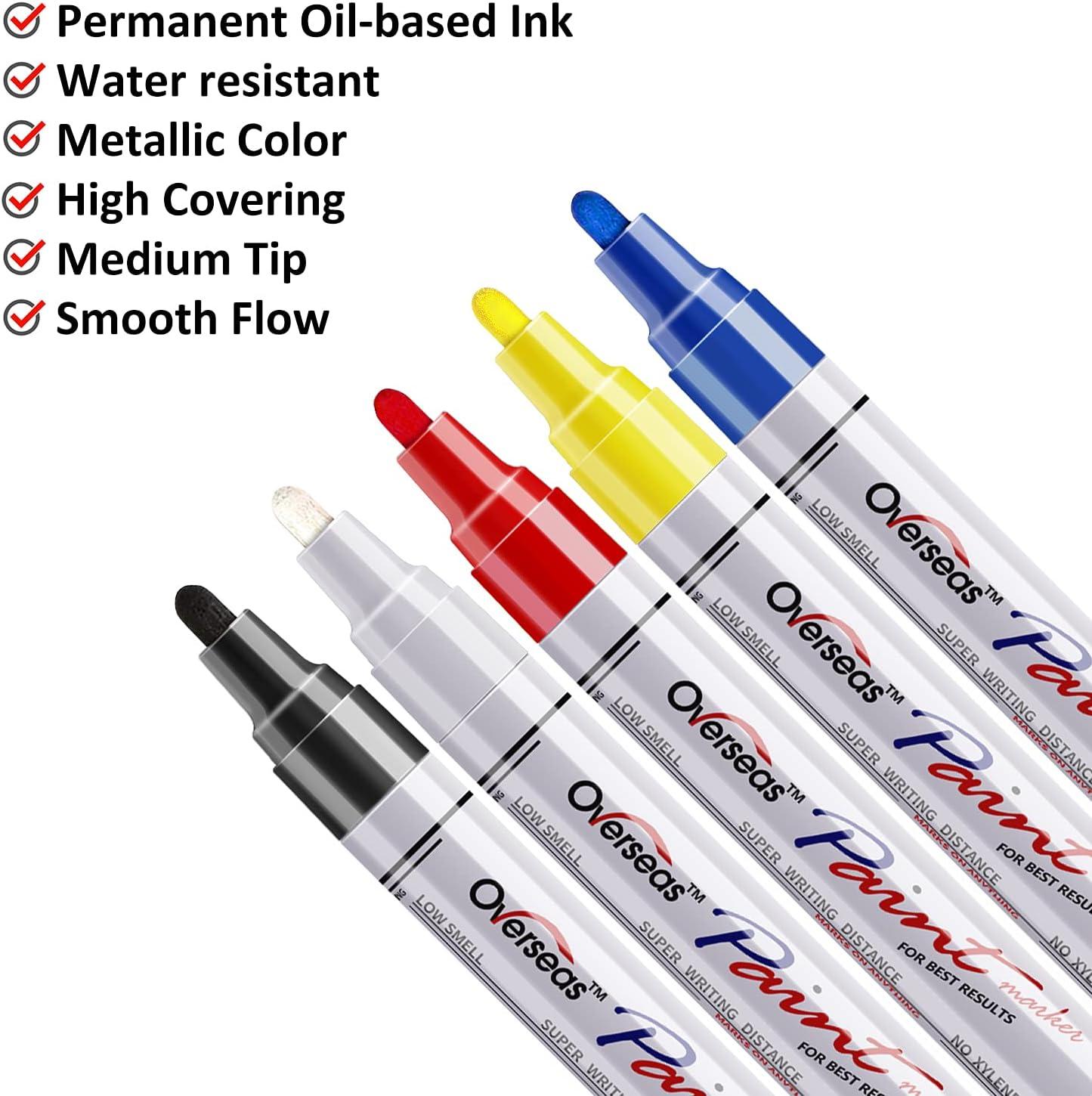 Paint Marker Pens - 5 Colors Permanent Oil Based Paint Markers