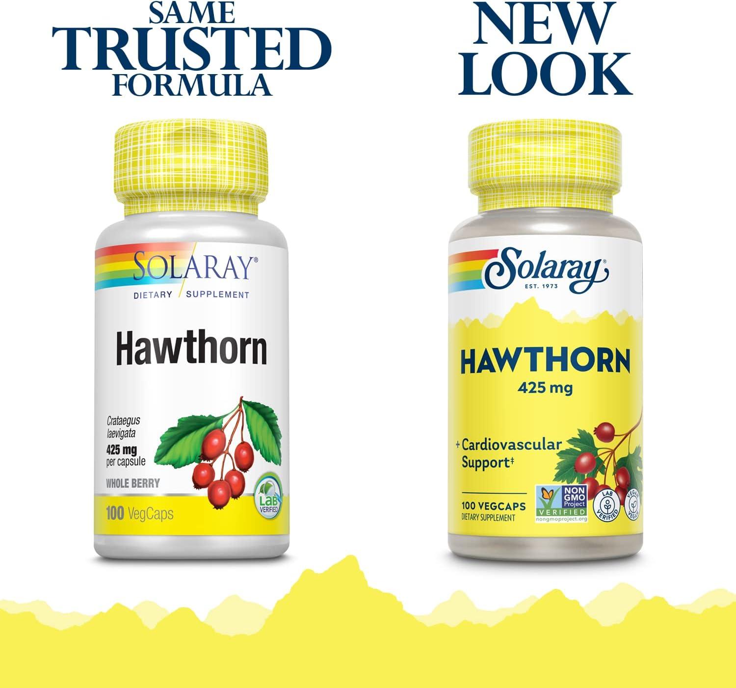 SOLARAY Hawthorn Berry 425mg 100 VegCaps Support Heart Health