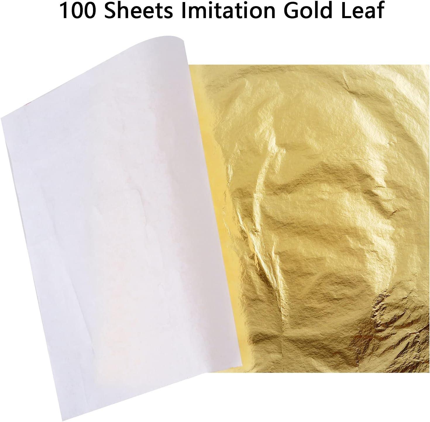 100 Sheets Imitation Gold Leaf for Arts, Gilding Crafting, Decoration,Gold  