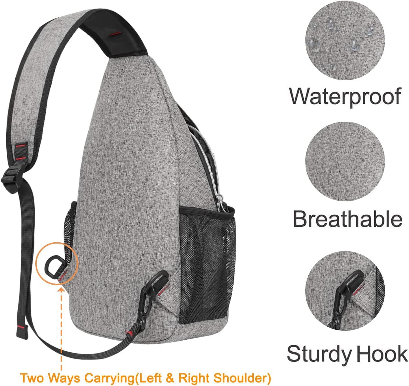 MOSISO Sling Backpack Multipurpose Crossbody Shoulder Bag Travel Hiking  Daypack Gray