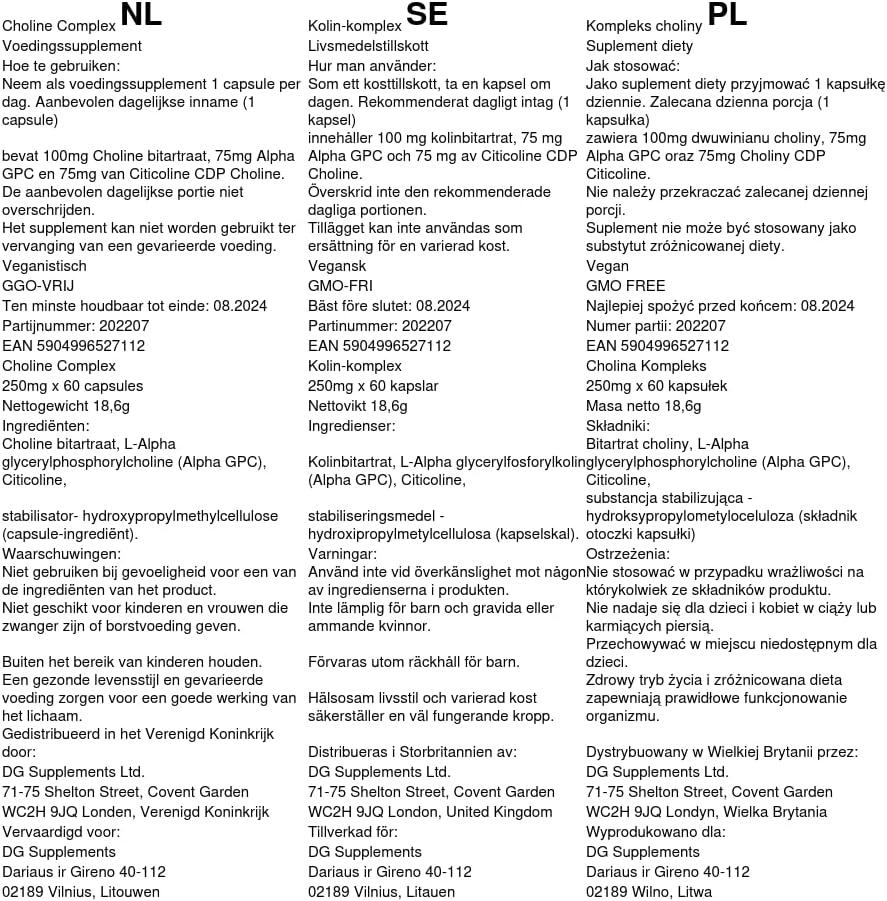 Hepatica Choline Complex (Alpha GPC CDP Citicoline Choline Bitartrate