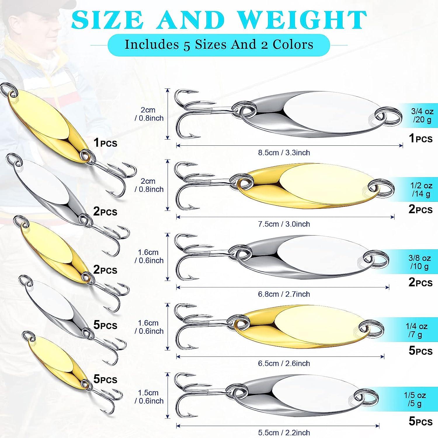 Elesunory 30 Pieces Fishing Spoons Lures, Fishing Spoons Hard Metal Spoon  Lures Spoons for Huge Distance Cast Saltwater Freshwater Fishing in 1/5 oz