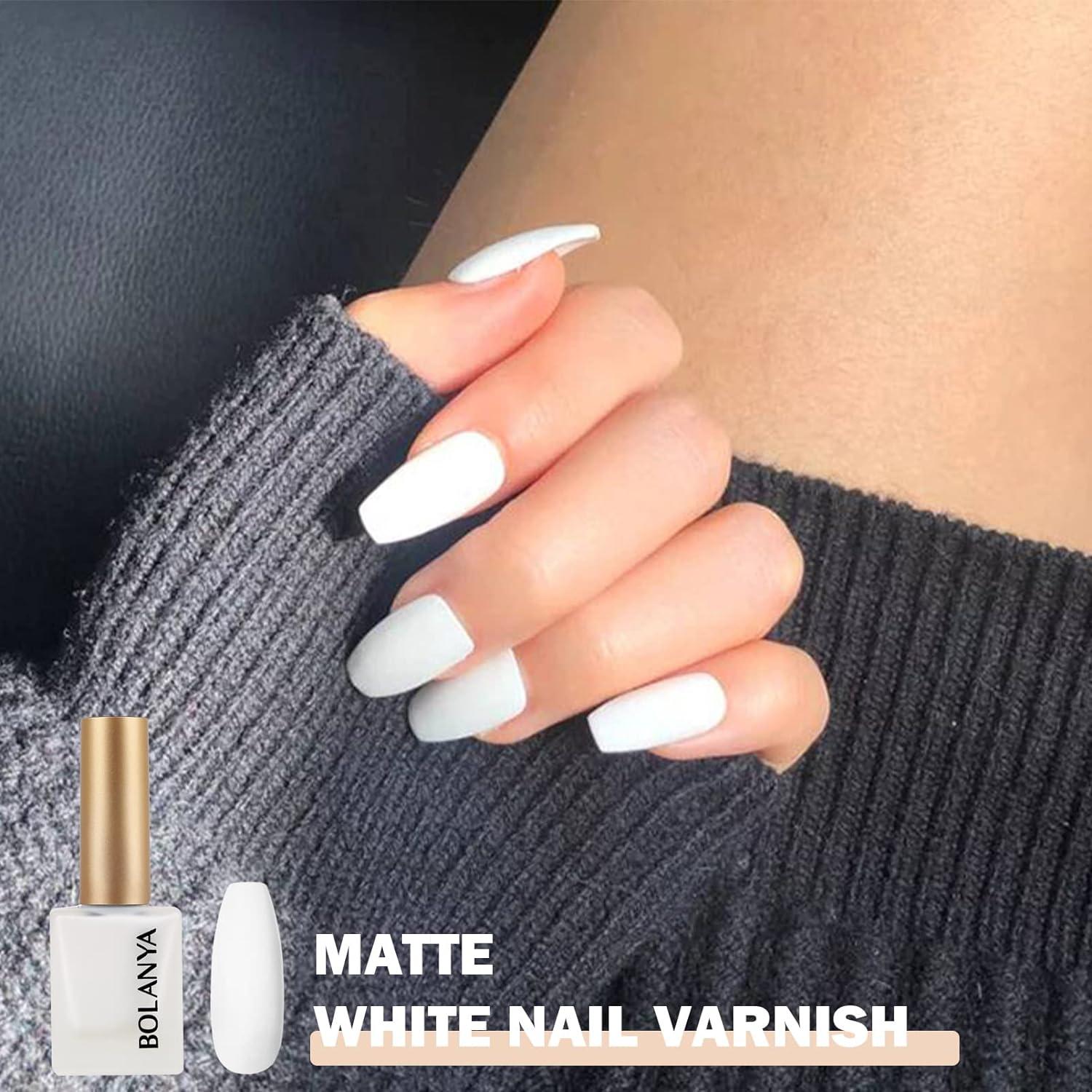 French Ballerina Long White Nails Matte Frosted Nails - Temu