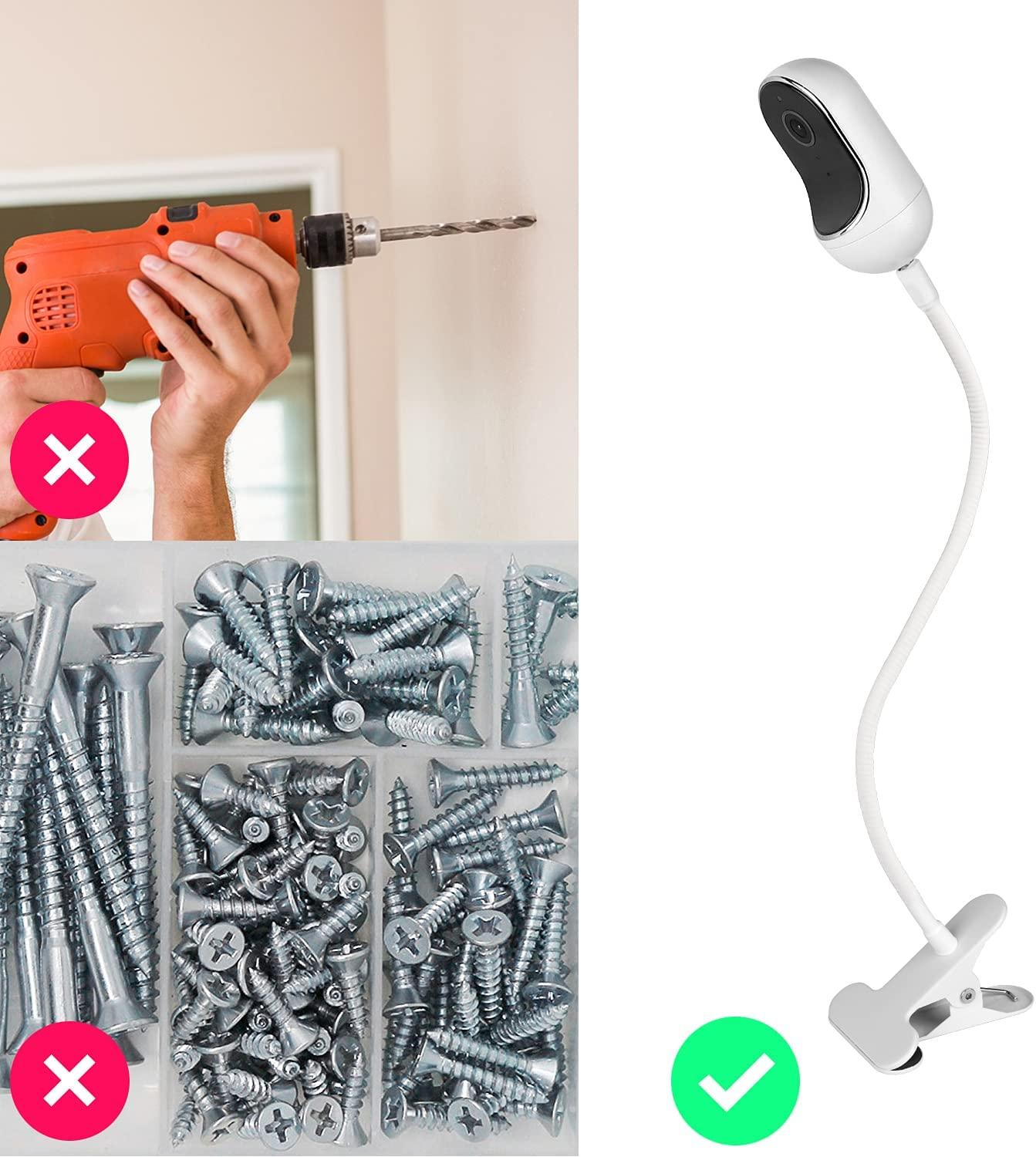 Flexible White Gooseneck Baby Monitor Mount for Motorola, Owlet