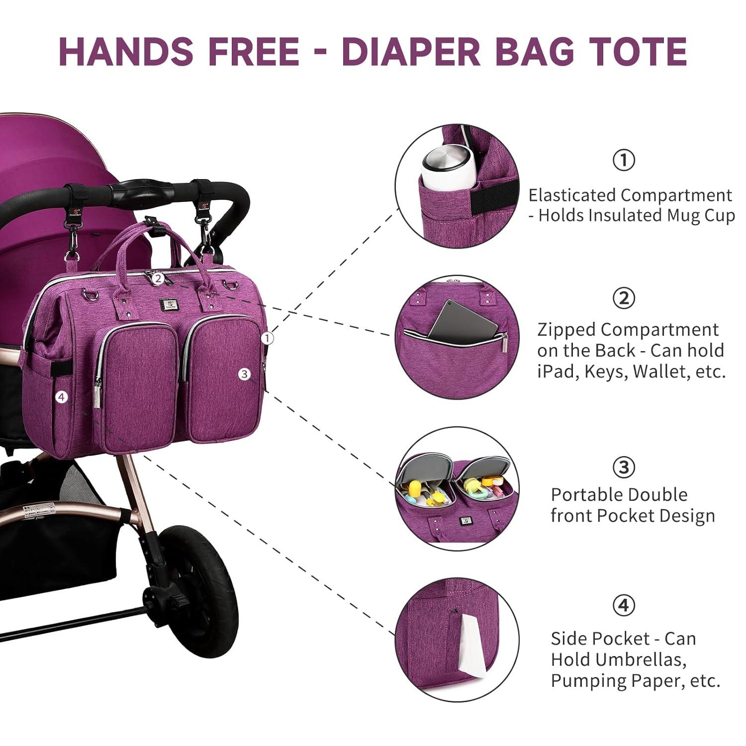 Pomelo Best Diaper Bag Waterproof Diaper Pad Stroller Hooks