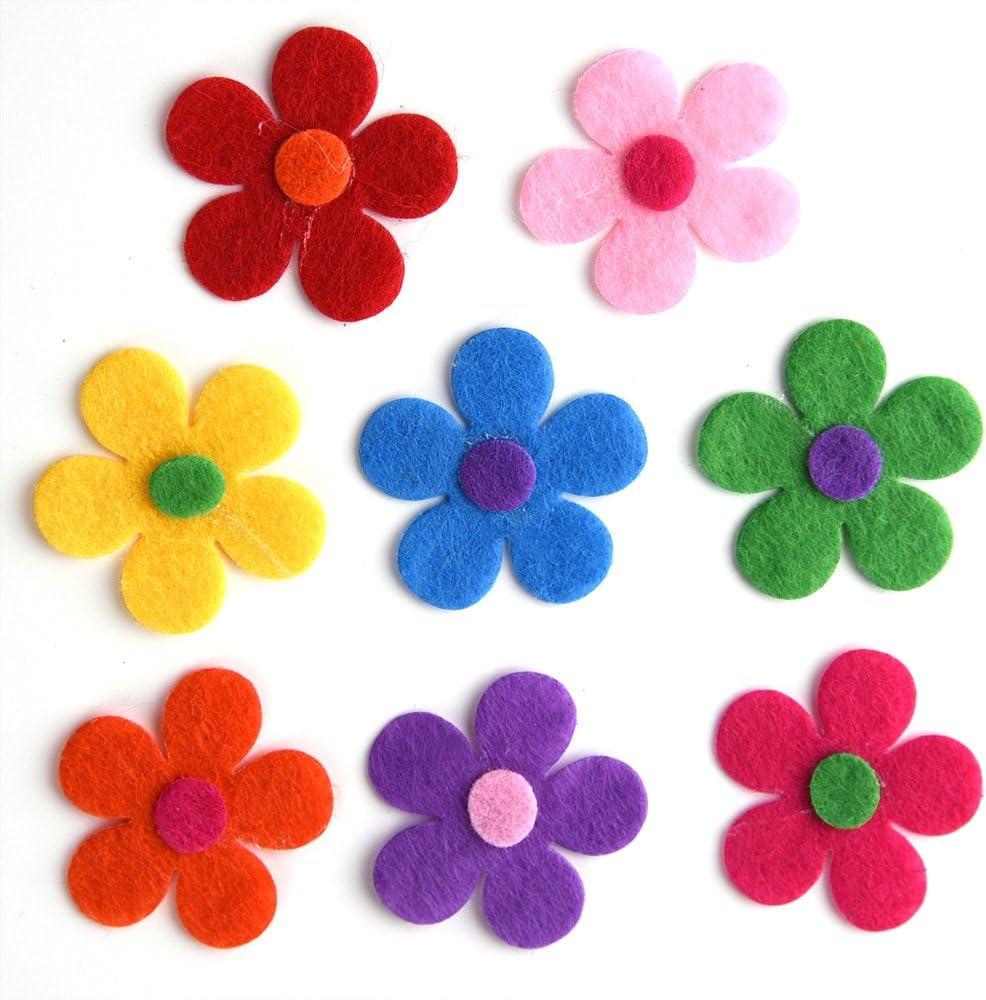 Coopay 120 Pieces Felt Flowers Fabric Flower Embellishments Assorted Colors  for DIY Crafts