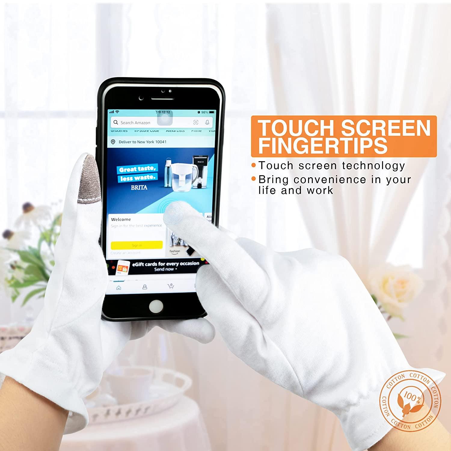 MNOPQ 100 Cotton Moisturizing Gloves 4 Pairs Large White Overnight