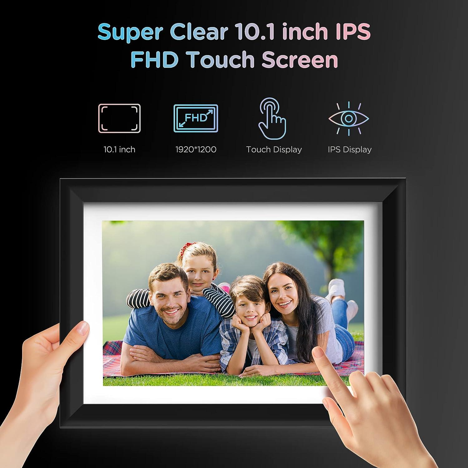 10.1 Inch WiFi Digital Picture Frame - 1280x800 HD IPS Touch Screen With 16GB Memory, Auto-Rotate